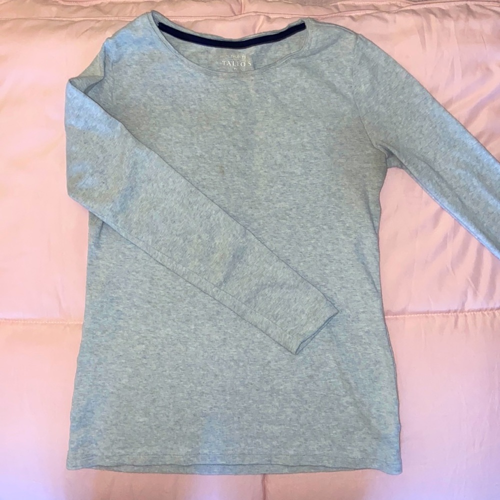 TALBOT’S PETITE long sleeve 100% cotton gray t-shirt women’s size small